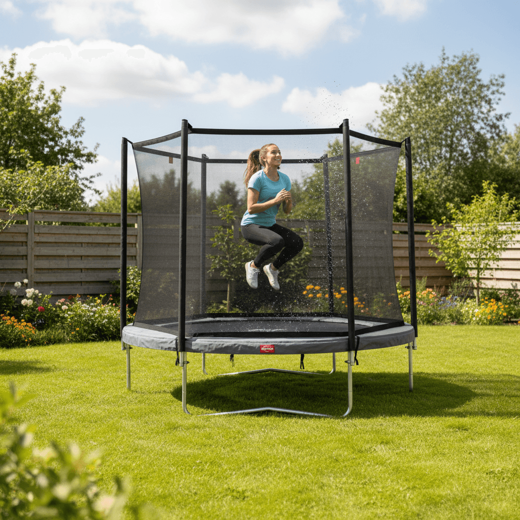 BERG Favorit Trampoliini 200 cm + Turvaverkko, harmaa – kuva