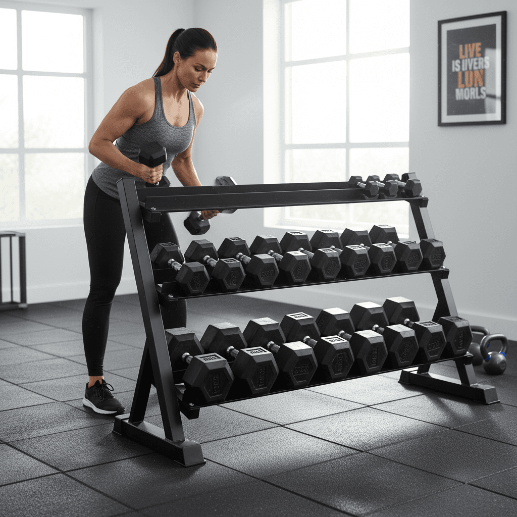 FitNord Käsipainoteline kolmikerroksinen, 130 cm – kuva