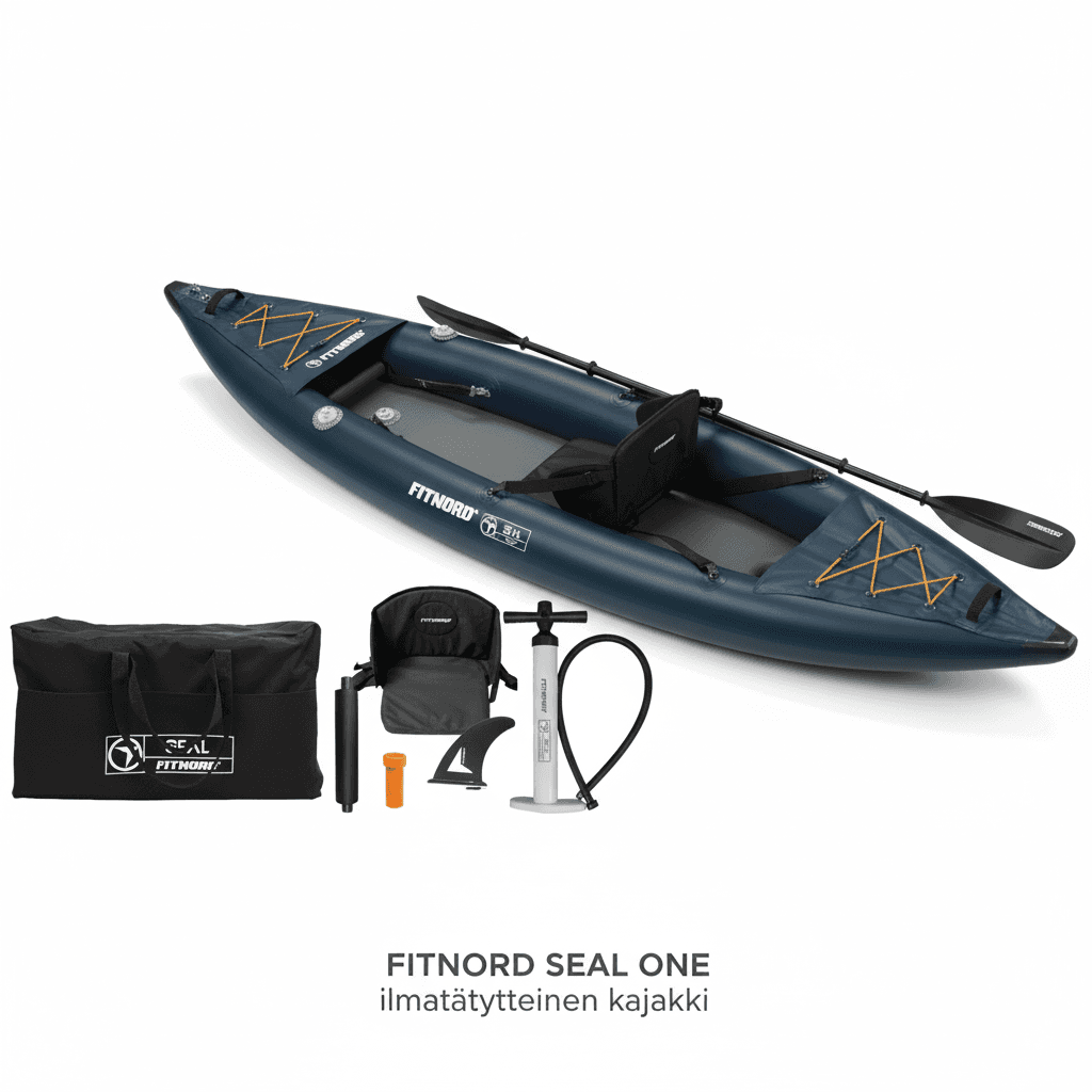 FitNord Seal One ilmatäytteinen kajakki, tummansininen (1-istuttava) 2025 – kuva