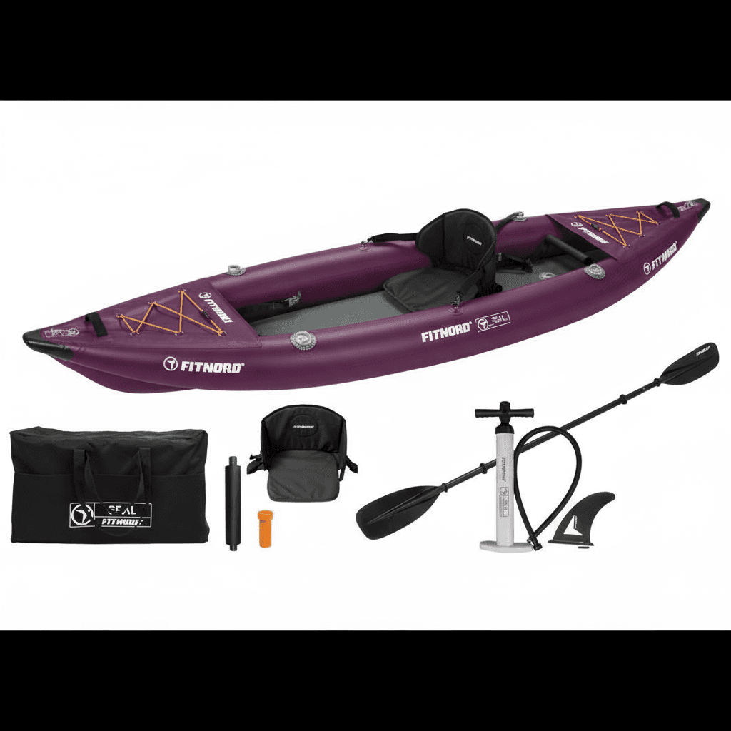 FitNord Seal One ilmatäytteinen kajakki, tummanvioletti (1-istuttava) 2025 – kuva