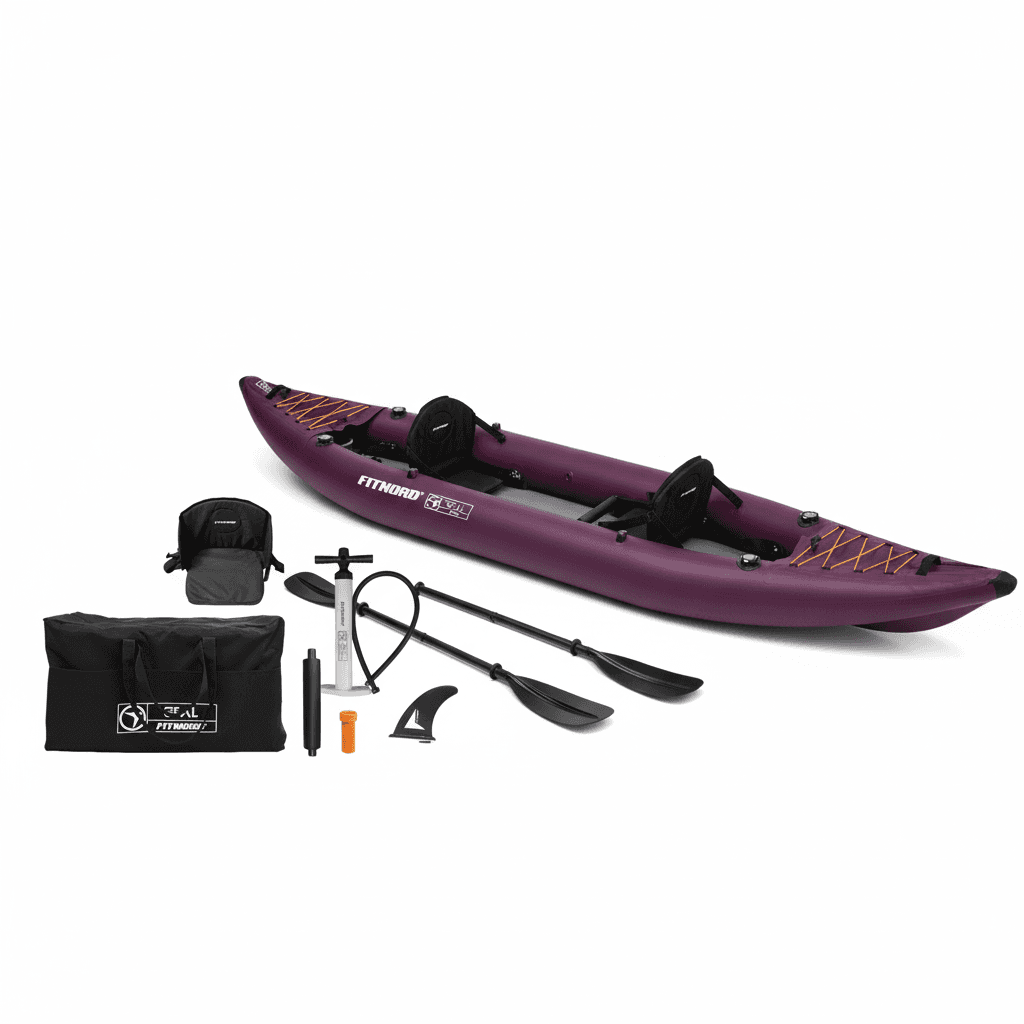 FitNord Seal Two ilmatäytteinen kajakki, tumma violetti (2-istuttava) 2025 – kuva