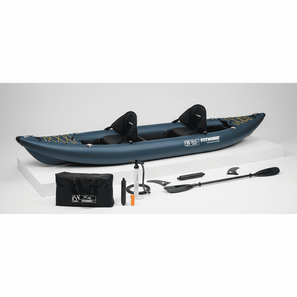 FitNord Seal Two ilmatäytteinen kajakki, tummansininen (2-istuttava) 2025 – kuva